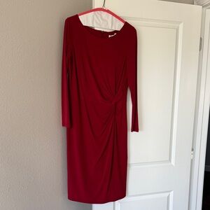 Coldwater Creek Rich Red Long Sleeve Dress